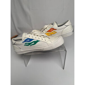 Straye Logan Flame Rainbow Sneakers Shoes, Leather Men 8.5, Women 10.5